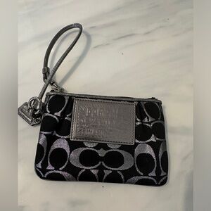 Coach mini wristlet black and silver